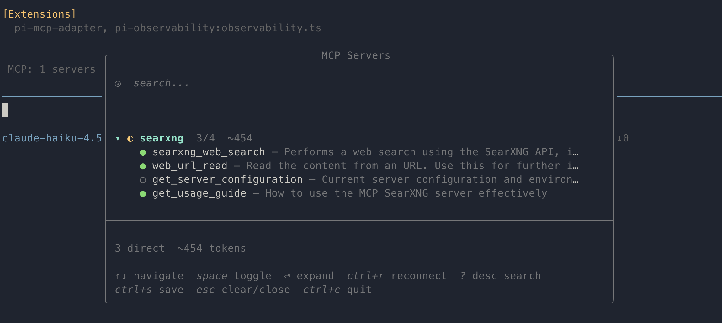 Pi MCP screen